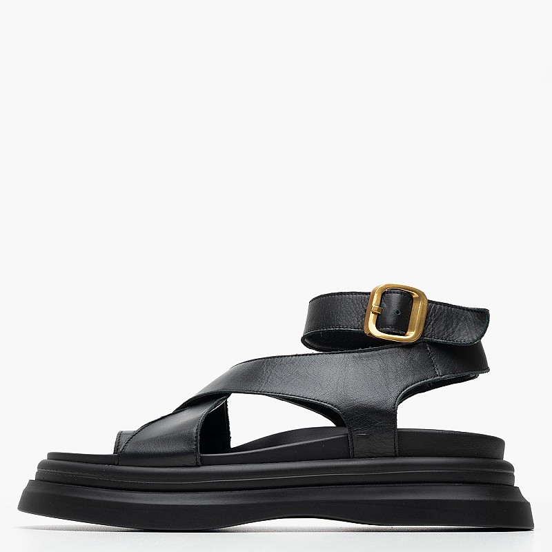 Women Flats 2541.02318 Black Leather Mortoglou