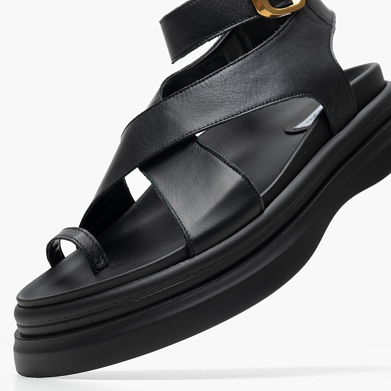 Women Flats 2541.02318 Black Leather Mortoglou