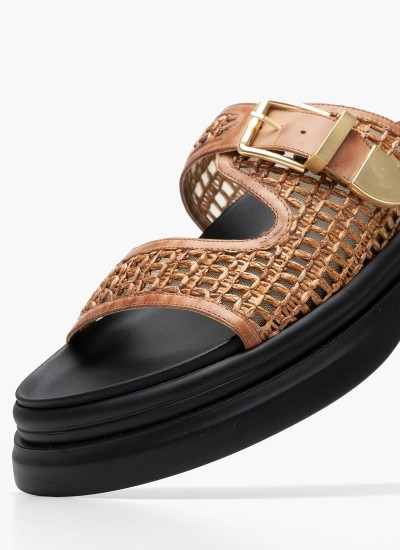 Γυναικεία Flats Arizona.Leve Καφέ Δέρμα Καστόρι Birkenstock