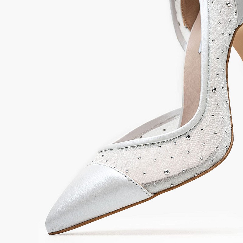 Women Pumps & Peeptoes High 2548.1001106 White Leather-Fabric Mortoglou