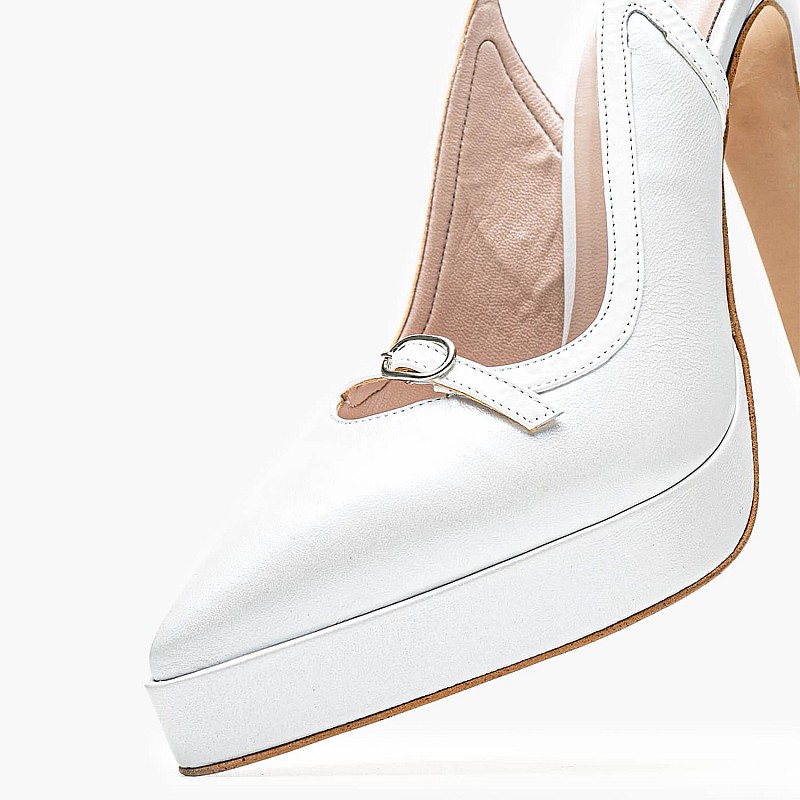 Women Pumps & Peeptoes High 2552.100506 White Leather Mortoglou