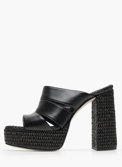 Γυναικεία Mules 5394 Μαύρο Δέρμα Alpe