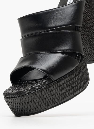 Γυναικεία Mules 5394 Μαύρο Δέρμα Alpe