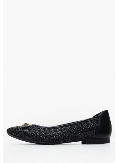 Γυναικείες Μπαλαρίνες Elastic.Ballerina Μαύρο Δέρμα Tommy Hilfiger