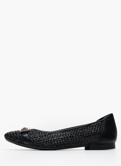 Γυναικείες Μπαλαρίνες Elastic.Ballerina Μαύρο Δέρμα Tommy Hilfiger