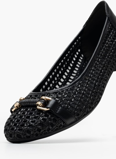 Γυναικείες Μπαλαρίνες Elastic.Ballerina Μαύρο Δέρμα Tommy Hilfiger