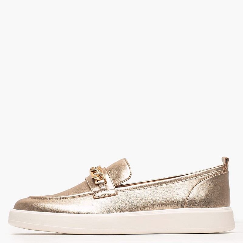 Women Moccasins 24749 Platinum Leather Tamaris