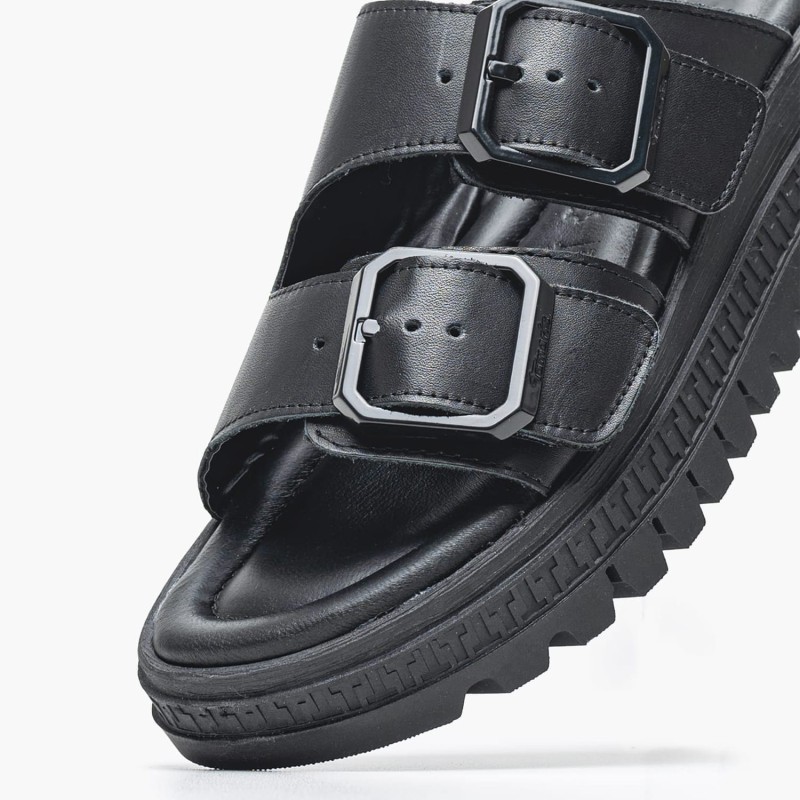 Women Mules 27202 Black Leather Tamaris