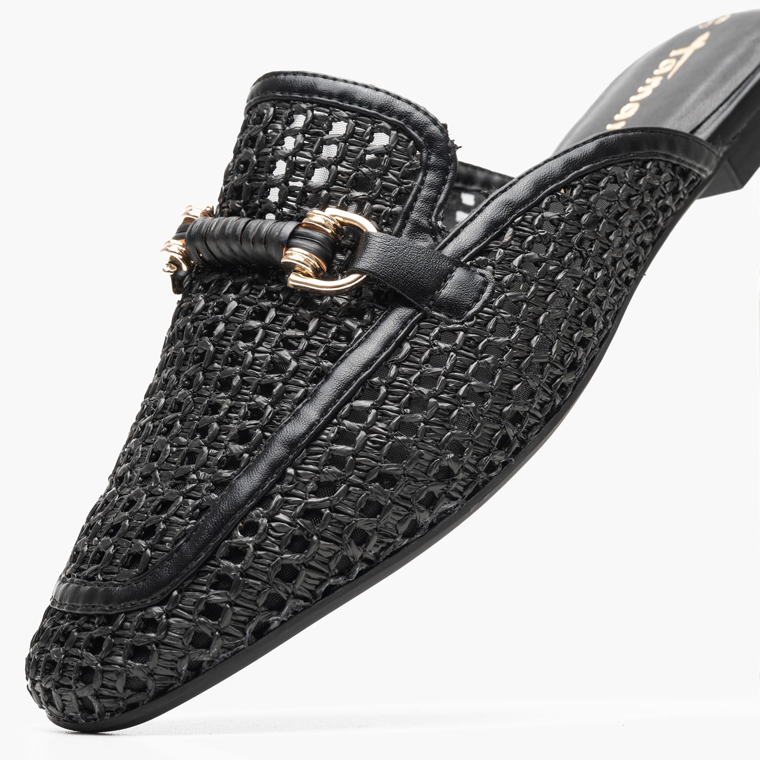 Γυναικεία Mules 27302 Μαύρο Ψάθα Tamaris
