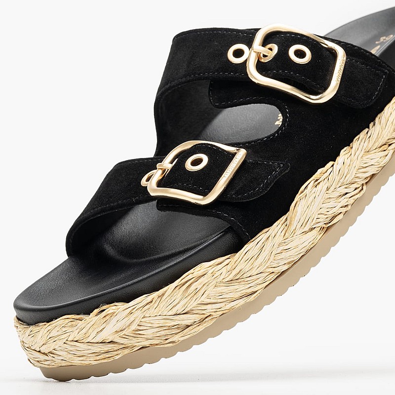 Women Platforms Low 27412 Black Buckskin Tamaris