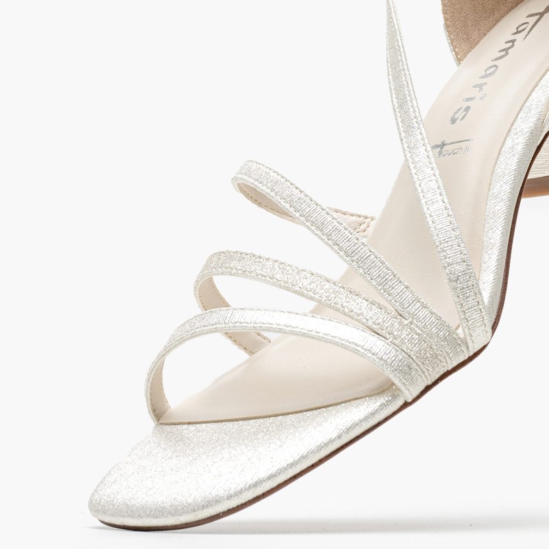 Women Sandals 28205 Silver ECOleather Tamaris