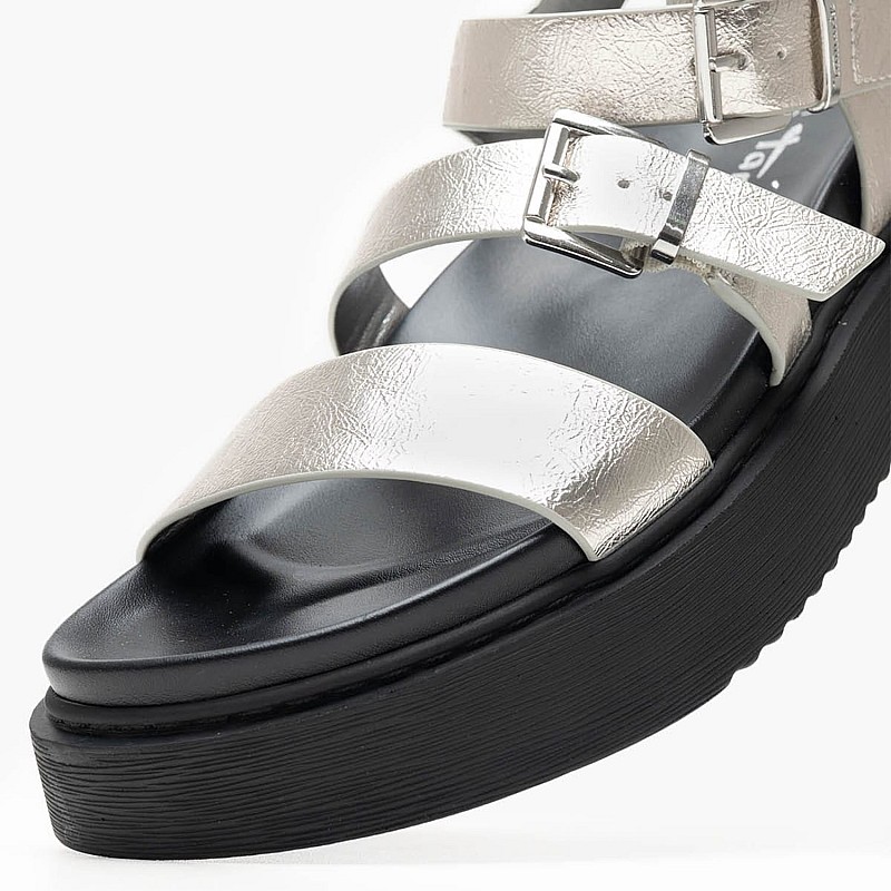 Women Flats 28401 Silver ECOleather Tamaris