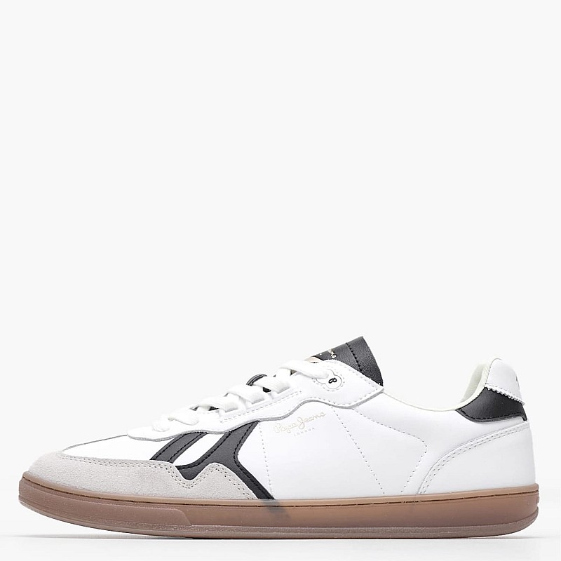 Ανδρικά Παπούτσια Casual Ball.Class Άσπρο Δέρμα-Δέρμα Καστόρι Pepe Jeans