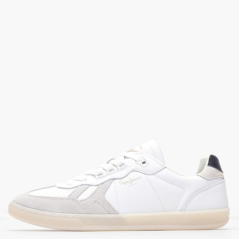 Men Casual Shoes Ball.Club White Leather Pepe Jeans