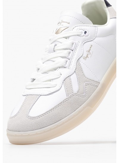 Ανδρικά Παπούτσια Casual Ball.Club Άσπρο Δέρμα Pepe Jeans