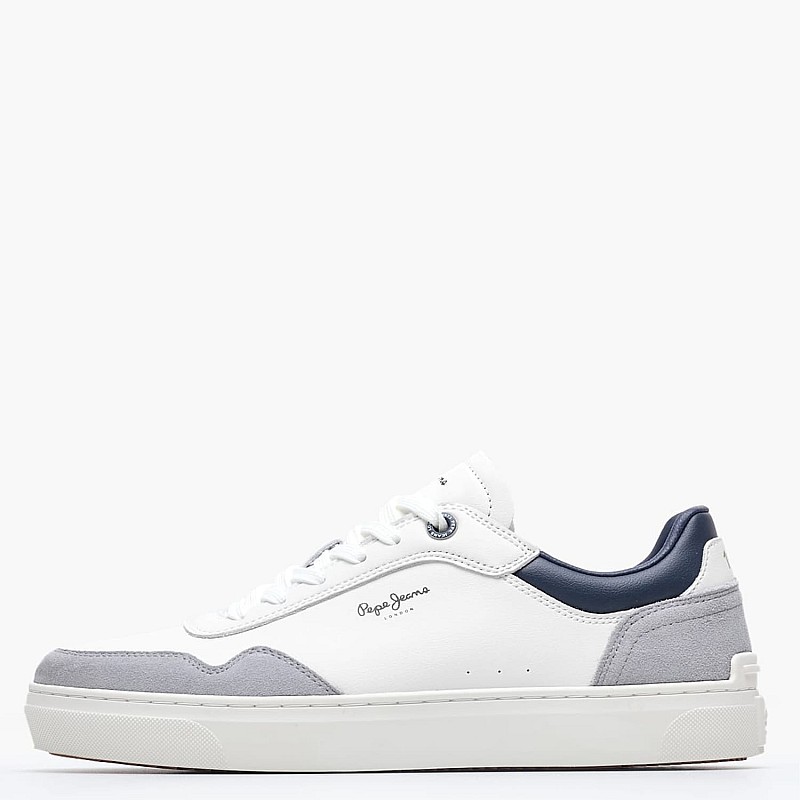 Men Casual Shoes Cam.Collar White Buckskin-ECOleather Pepe Jeans
