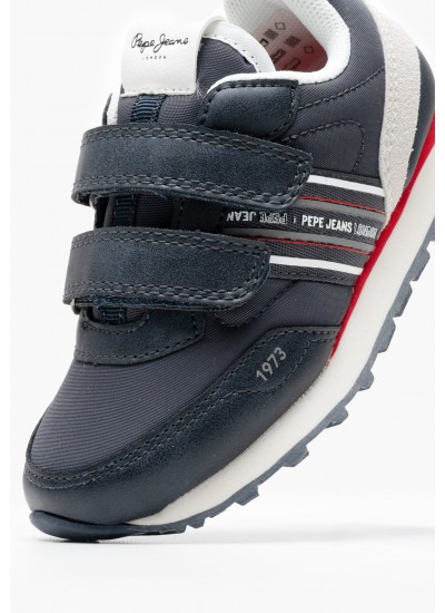 Παιδικά Παπούτσια Casual Dublin.Half Μπλε ECOleather-Ύφασμα Pepe Jeans