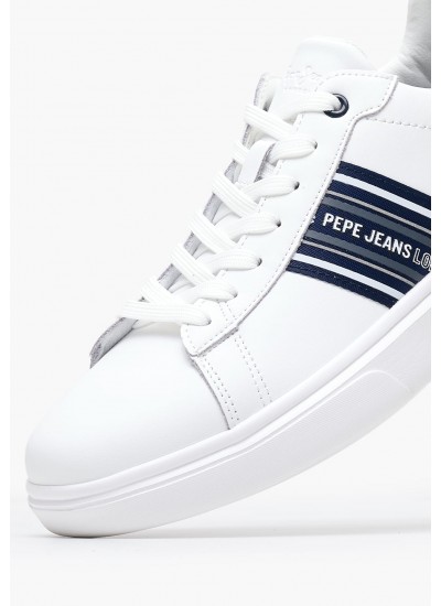 Ανδρικά Παπούτσια Casual Dublin.Brand Άσπρο ECOleather Pepe Jeans