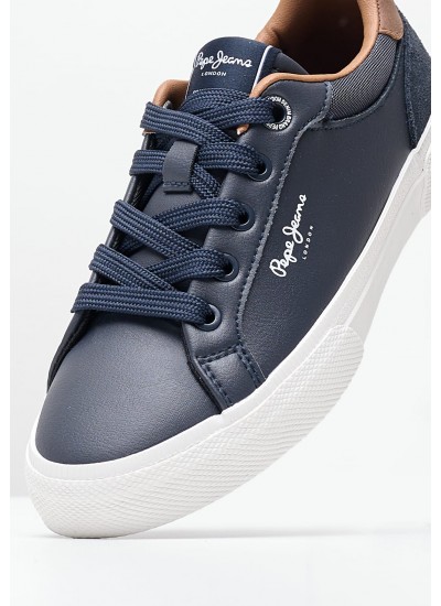 Kids Casual Shoes Kenton.Court.Boy Blue ECOleather Pepe Jeans