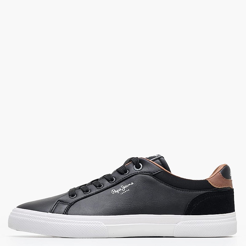 Ανδρικά Παπούτσια Casual Kenton.Court Μαύρο Δέρμα Καστόρι-ECOleather Pepe Jeans