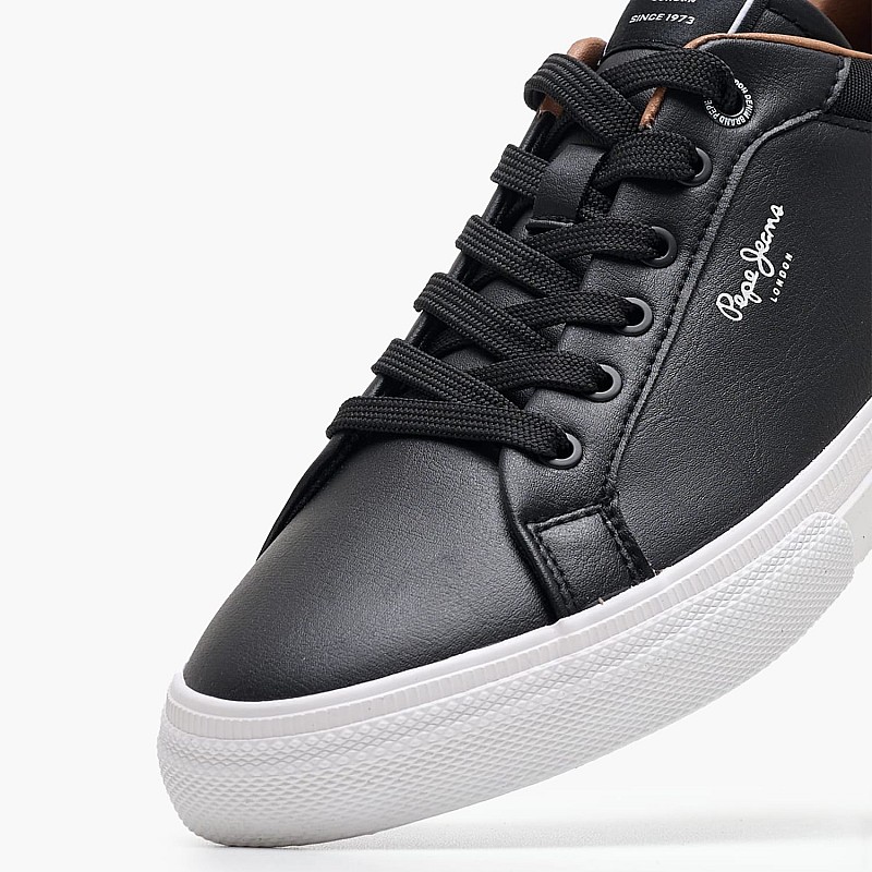 Ανδρικά Παπούτσια Casual Kenton.Court Μαύρο Δέρμα Καστόρι-ECOleather Pepe Jeans