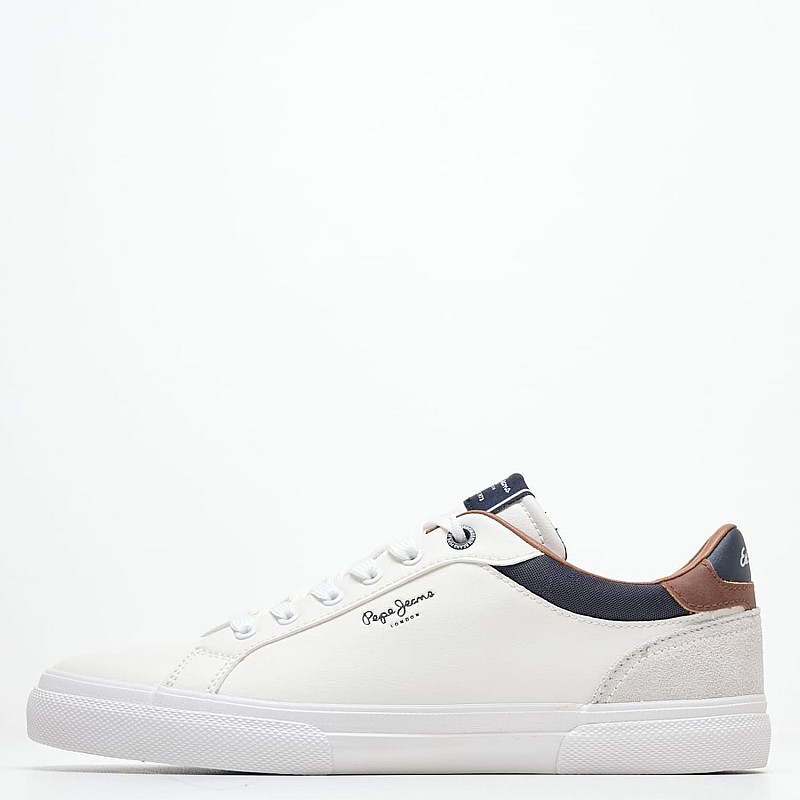 Ανδρικά Παπούτσια Casual Kenton.Court Άσπρο Δέρμα Καστόρι-ECOleather Pepe Jeans
