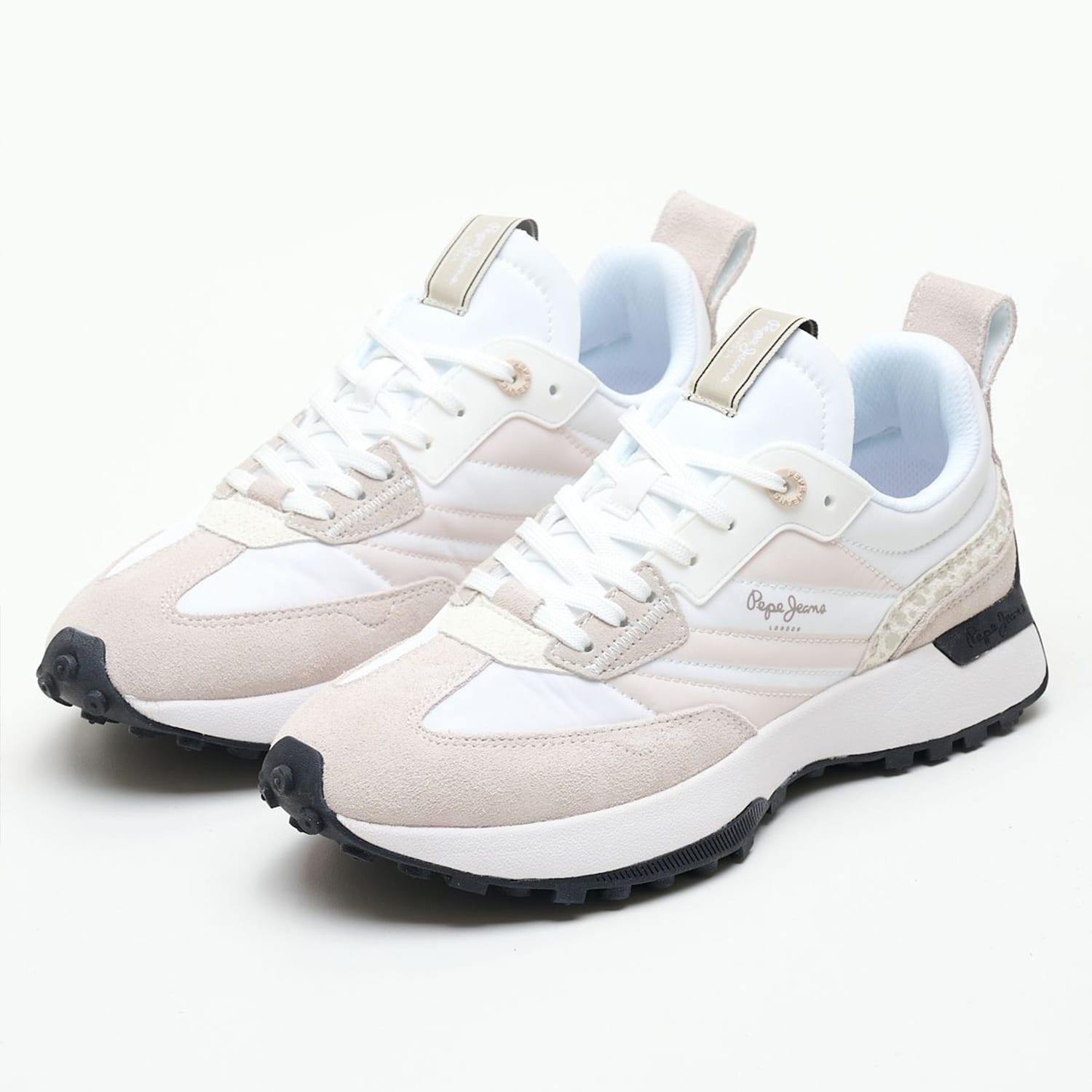Women Casual Shoes Lucky.Print.N White Buckskin-Fabric Pepe Jeans Women Casual Shoes Lucky.Print.N White Buckskin-Fabric Pepe Jeans