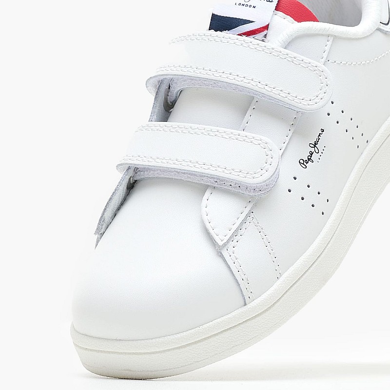 Kids Casual Shoes Player.Bk White Leather Pepe Jeans