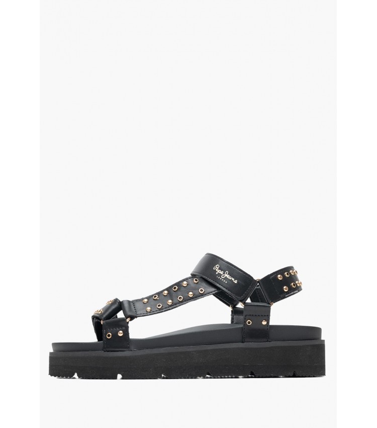 Γυναικεία Flats Pola.Metal Μαύρο ECOleather Pepe Jeans