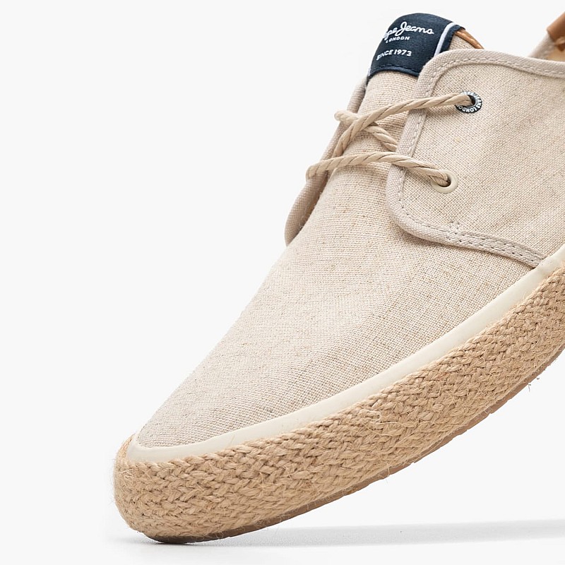 Ανδρικά Παπούτσια Casual Port.Linen Μπεζ Ύφασμα Pepe Jeans