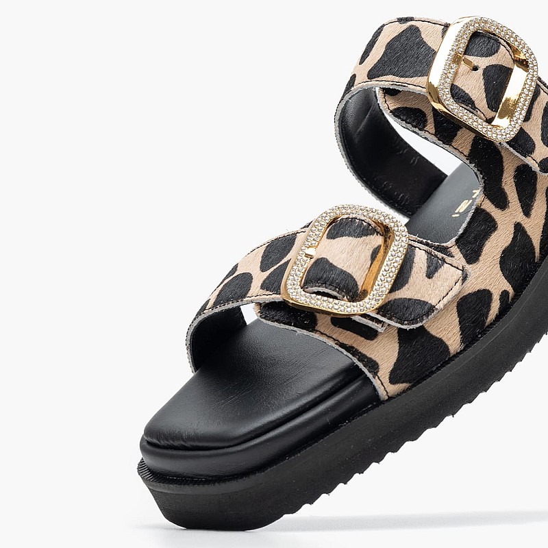 Γυναικεία Flats 12305.Pn Leopard Pony Mourtzi