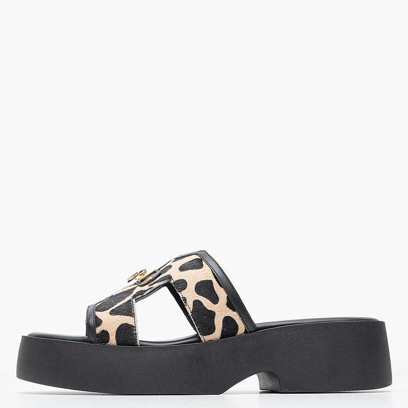 Women Mules 12401 Leopard Pony Mourtzi