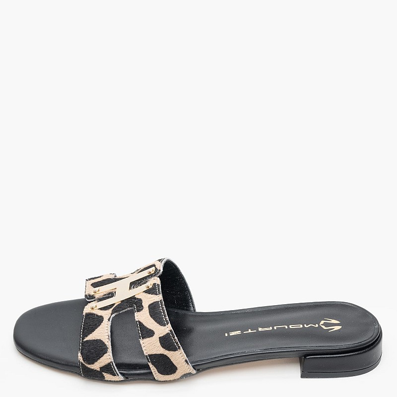 Women Flats 16203.Pn Leopard Pony Mourtzi