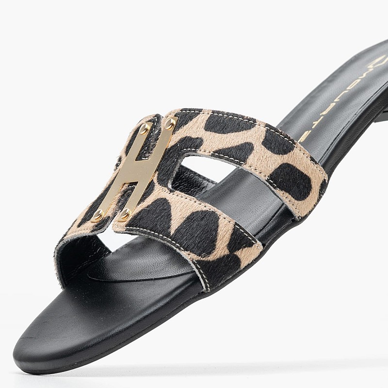 Women Flats 16203.Pn Leopard Pony Mourtzi