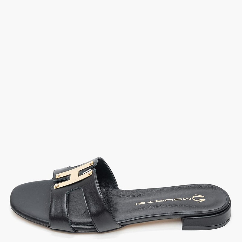 Women Flats 16203 Black Leather Mourtzi