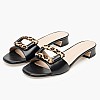 Women Flats 25604 Black Leather Mourtzi