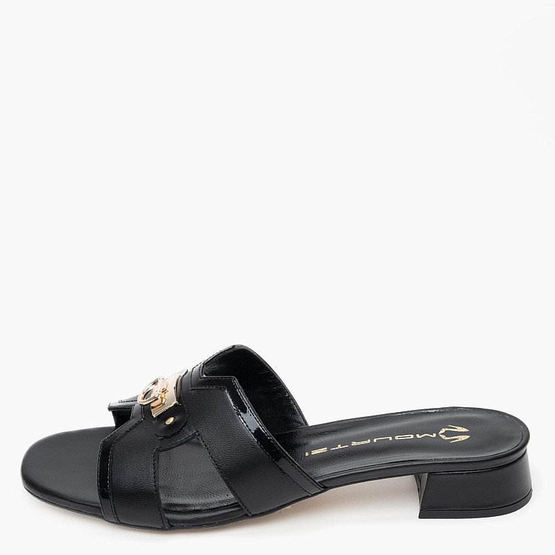 Women Flats 256K13.D Black Leather Mourtzi