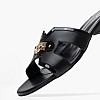 Women Flats 256K13.D Black Leather Mourtzi