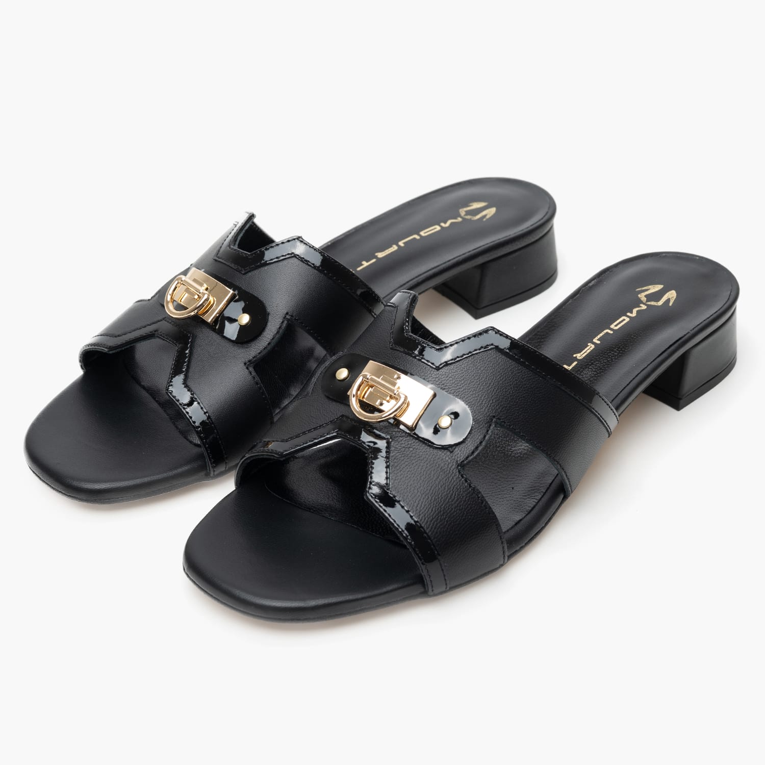 Women Flats 256K13.D Black Leather Mourtzi
