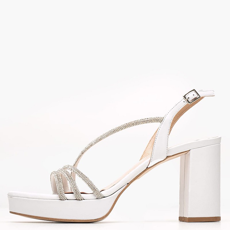 Women Sandals 553F20 White Leather Mourtzi