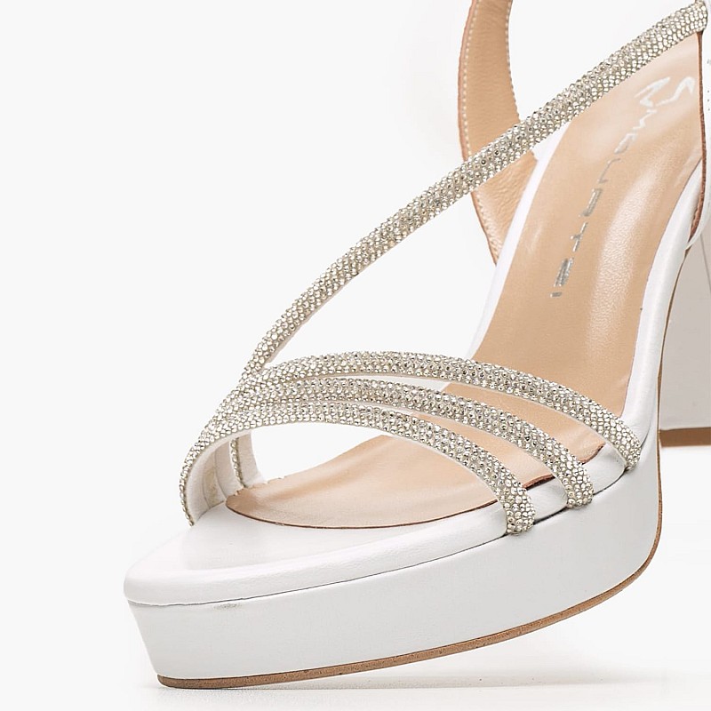 Women Sandals 553F20 White Leather Mourtzi