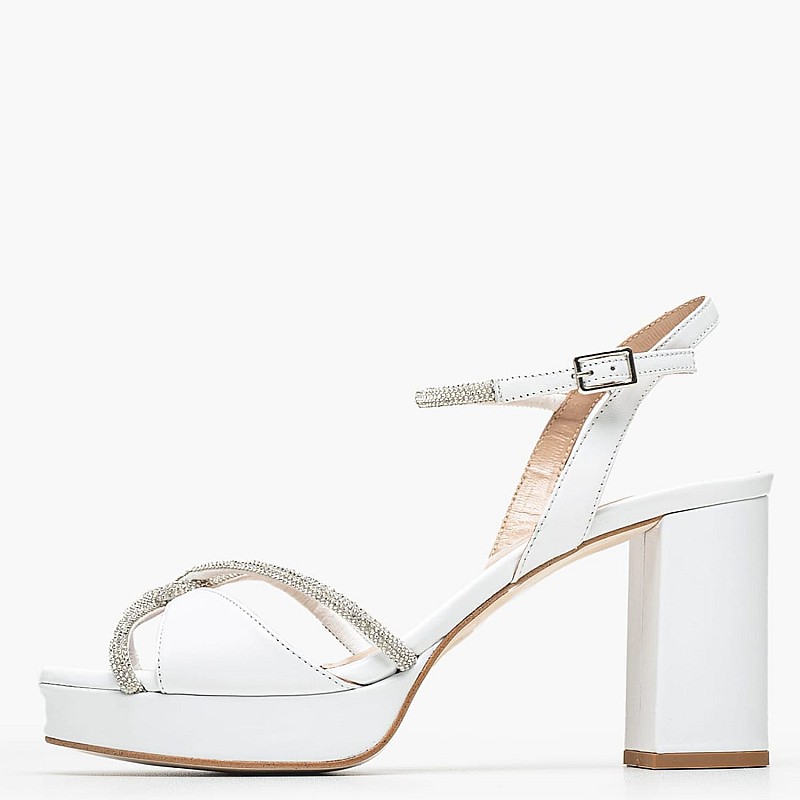 Women Sandals 553F27 White Leather Mourtzi