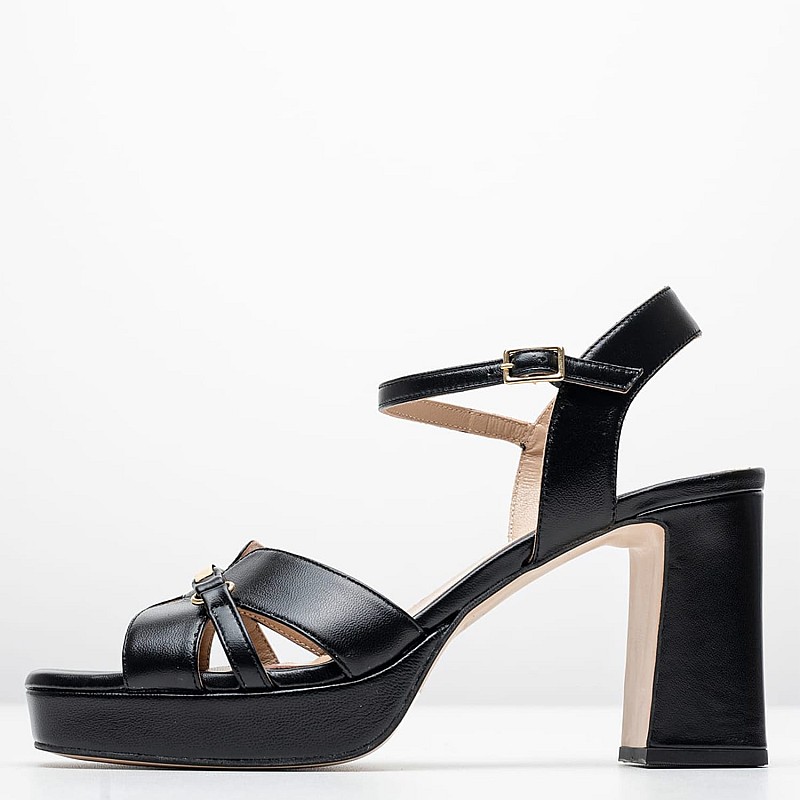Women Sandals 553G11 Black Leather Mourtzi