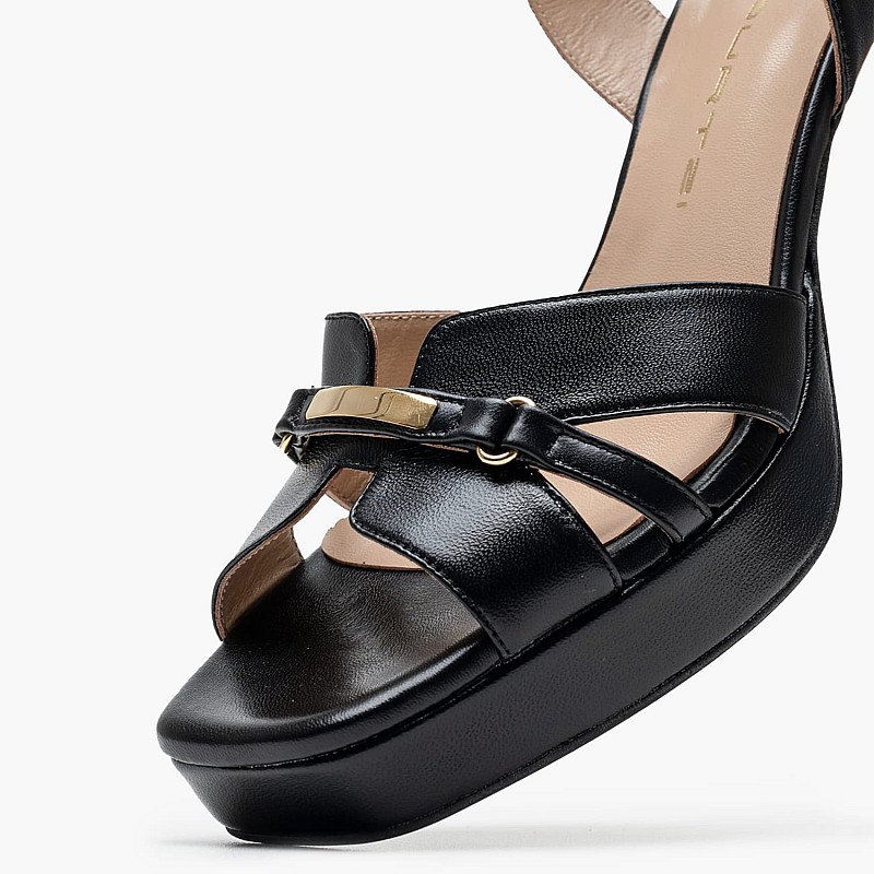Women Sandals 553G11 Black Leather Mourtzi