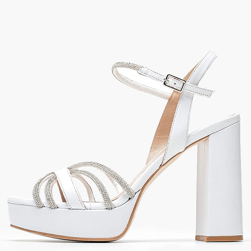 Women Sandals 850F49 White Leather Mourtzi