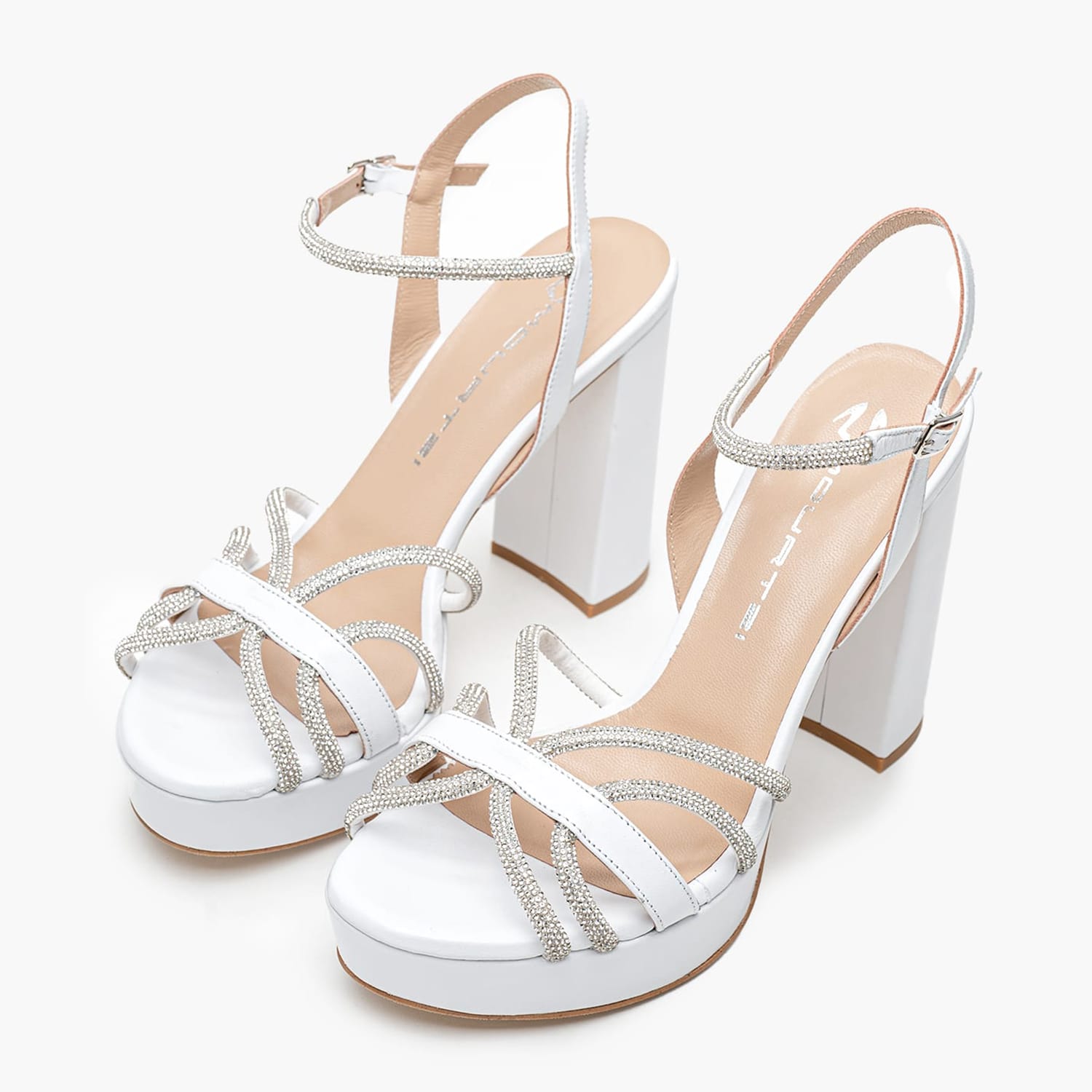 Women Sandals 850F49 White Leather Mourtzi Women Sandals 850F49 White Leather Mourtzi