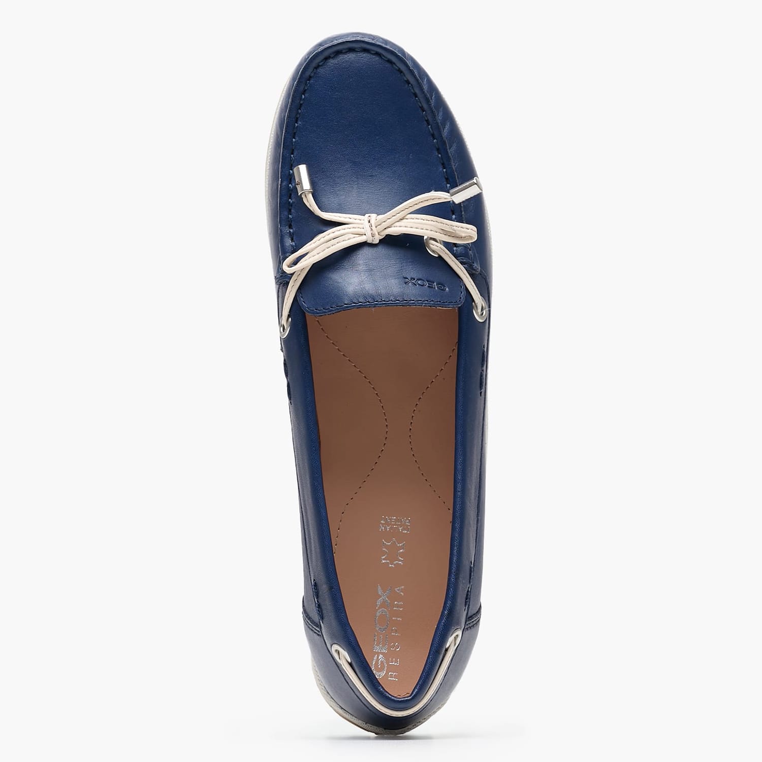 Women Sailing Shoes D.Vega Blue Leather Geox Women Sailing Shoes D.Vega Blue Leather Geox