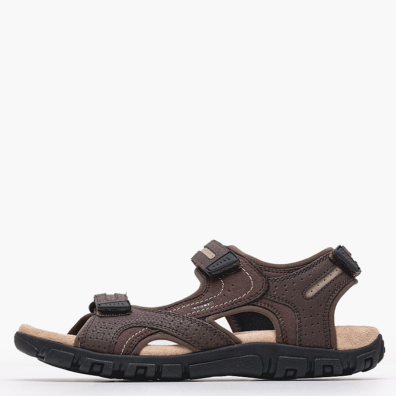 Men Flip Flops & Sandals Strada.D Brown Oily Leather Geox