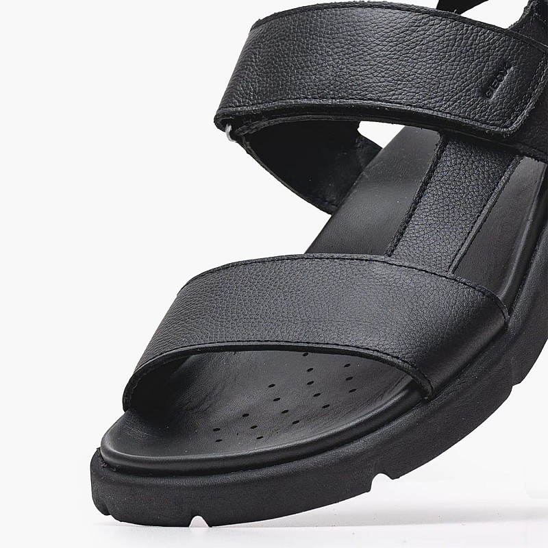 Men Flip Flops & Sandals U.Xand Black Leather Geox