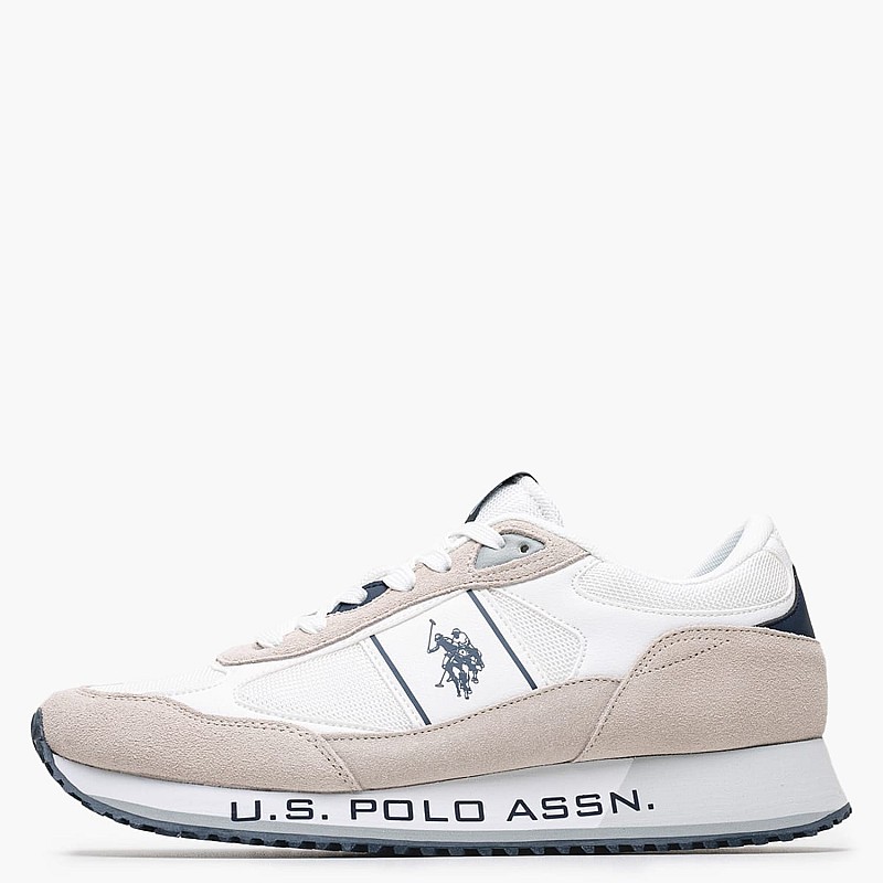Ανδρικά Παπούτσια Casual Cleef007A Άσπρο Δέρμα Καστόρι-Ύφασμα U.S. Polo Assn.